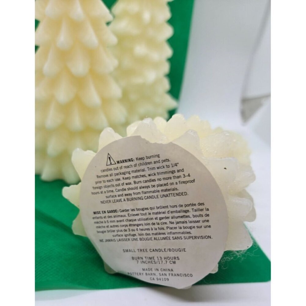 Pottery Barn Christmas Village Small & Medium Tree Shaped Candles set of 5 - Picture 6 of 7